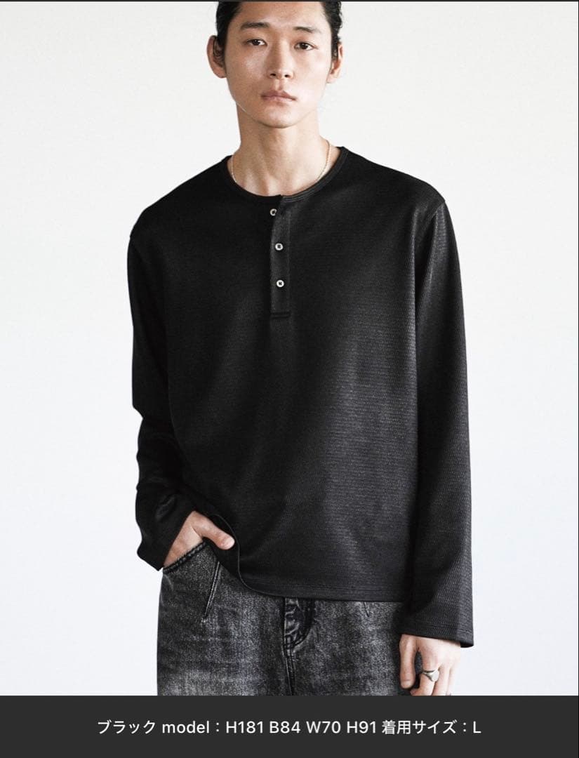 二点セットREFINED WAFFLE HENLEY NECK L/S TEE