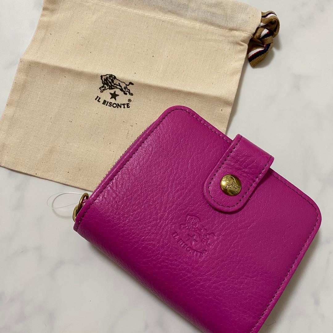 【新品未使用】IL BISONTE ラウンドファスナー 二つ折り財布 イタリア製