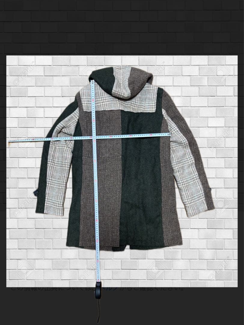 【美品】ハリスツイード クレイジー柄 ダッフルコート XL