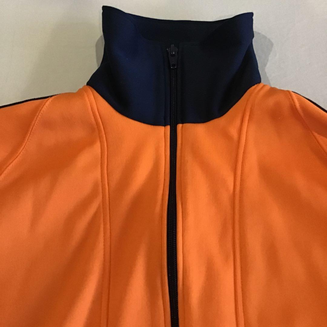 70s 80s ヒットユニオン トラックジャケット ジャージ 橙 紺 L 三本線