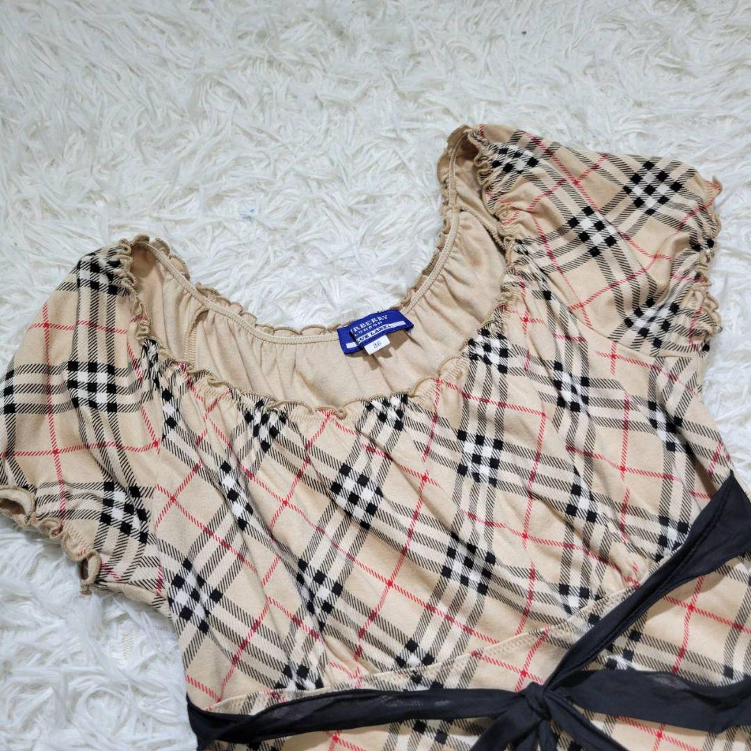 極美品☆バーバリーブルーレーベル チュニック ノバチェック リボン ホースロゴ