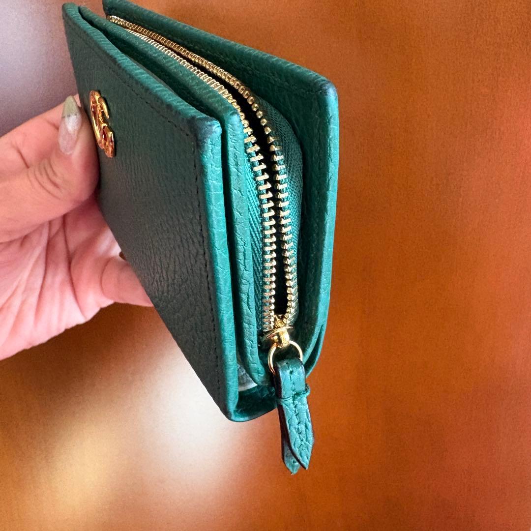 GUCCI 二つ折りウォレット　グリーン　ミニ財布