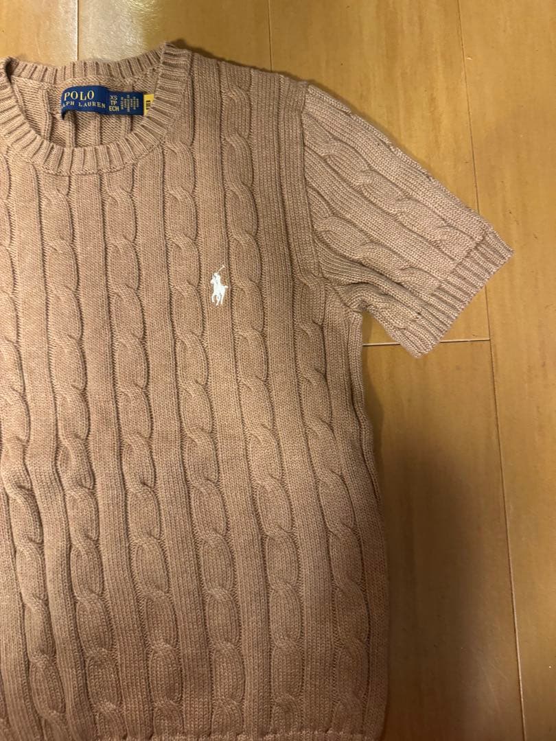 Polo Ralph Lauren ケーブルニット 半袖Tシャツ ベージュ