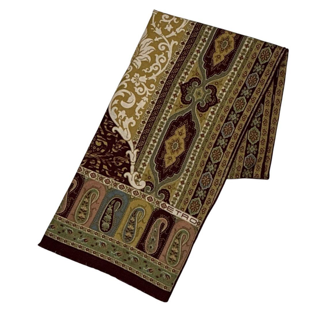 【美品】ETRO エトロ ペイズリー柄 ロゴ 大判ストール スカーフ