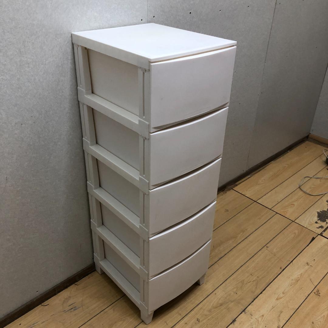 送料無料 プラスチック チェスト 衣類収納ケース 4段 ホワイト 250804-