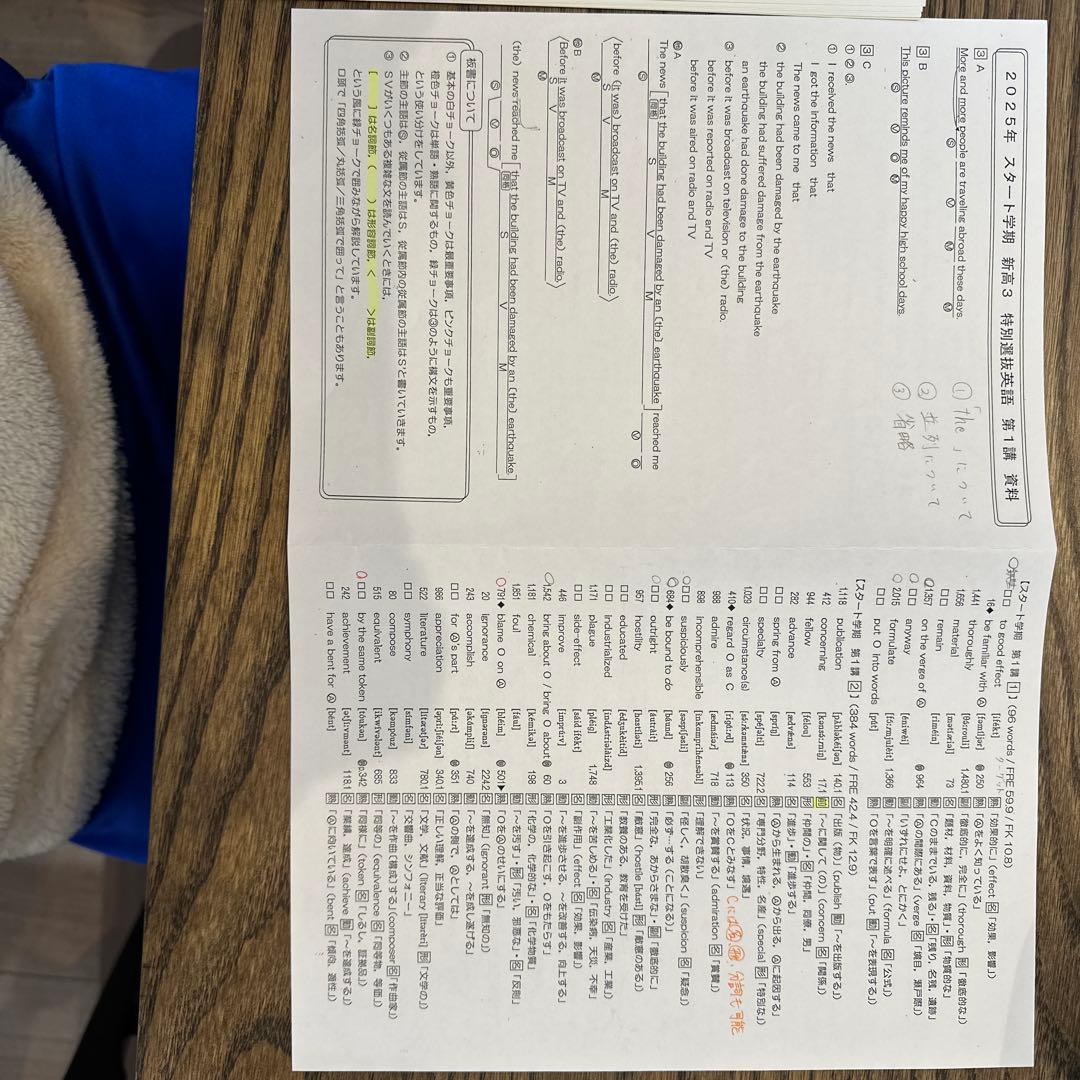 河合塾　特別選抜英語　スタート,1,2学期 講師作成プリントつき