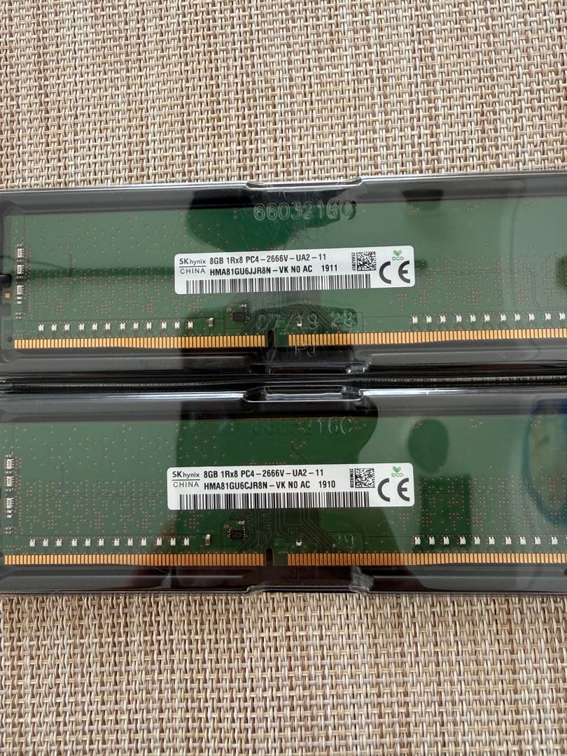 DDR4 PC4-2666V 8GB×2枚　SKhynix 中古　16GB