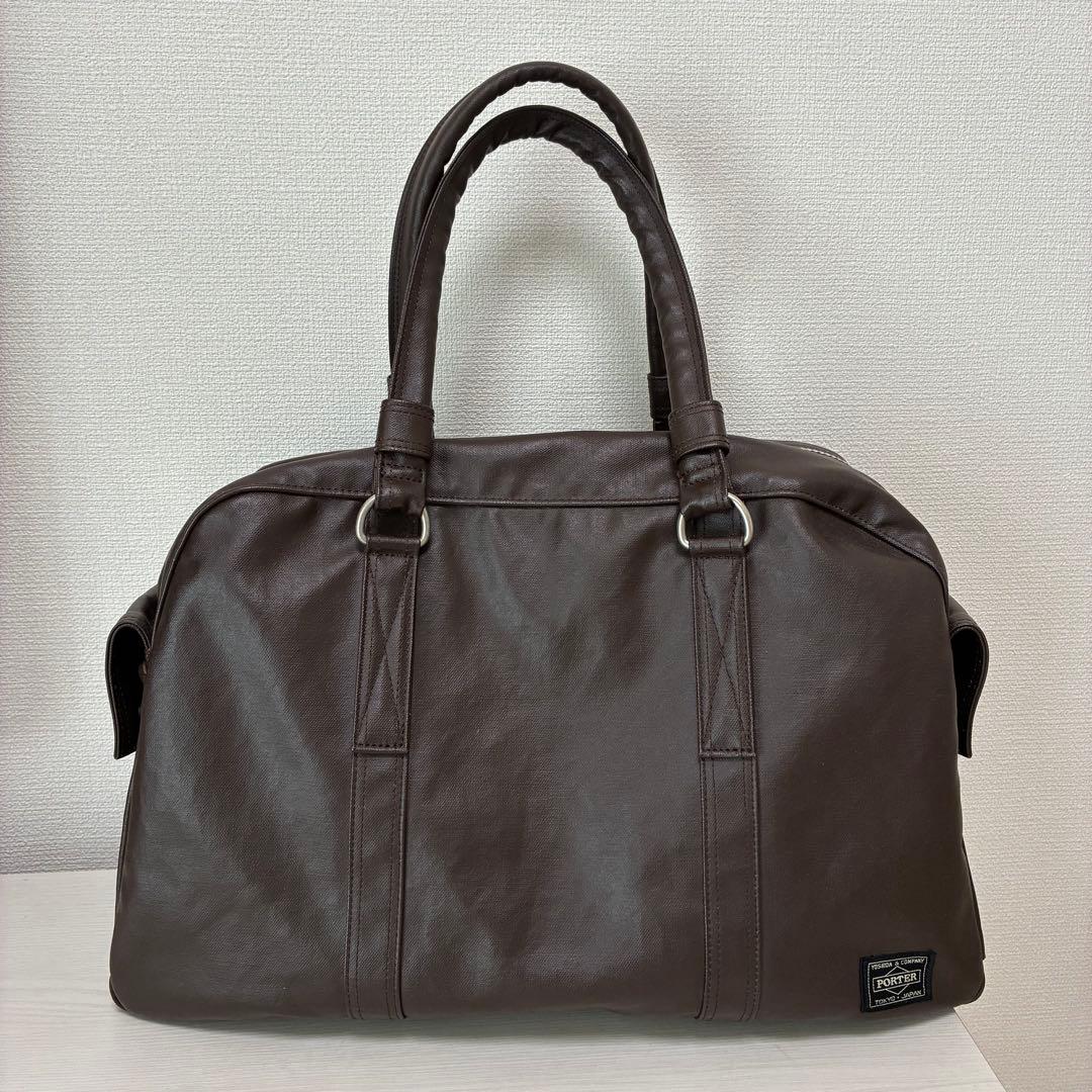 美品✨PORTER ポーター フリースタイル ボストンバッグ 肩掛け ブラウン