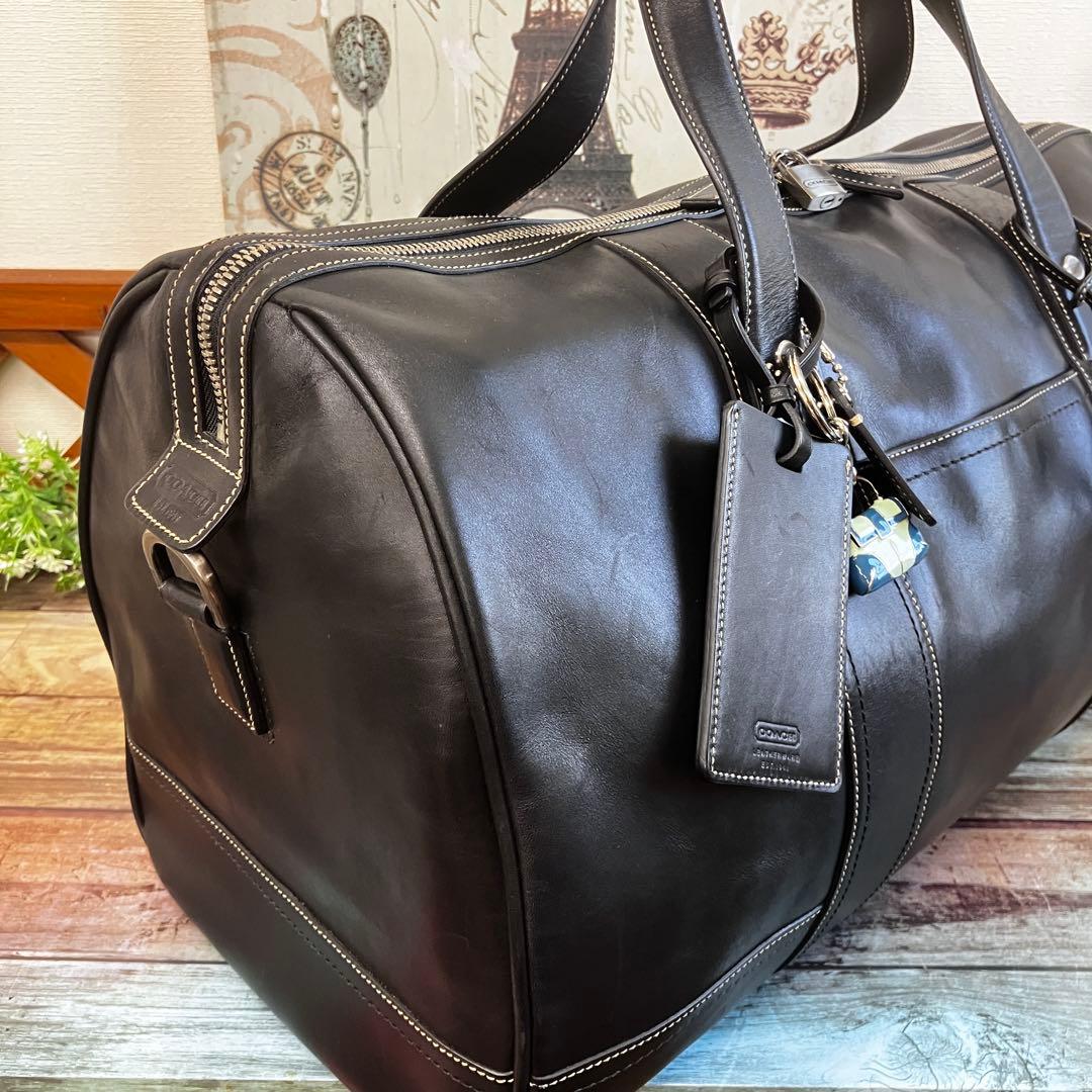 コーチ COACH ボストンバッグ レザー 黒 ブラック 大容量 旅行 2way