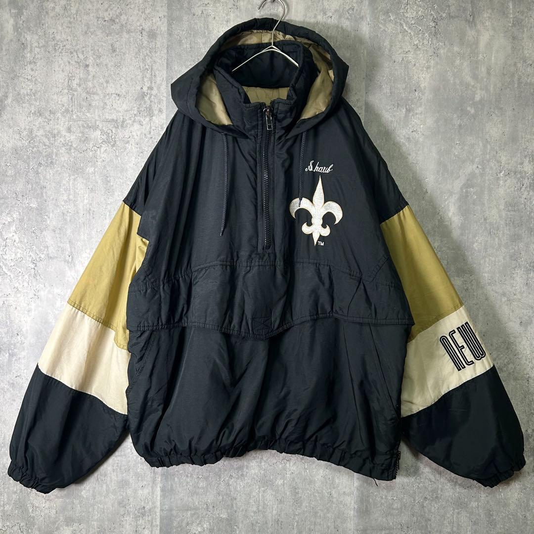 90s NFL セインツ ナイロン アノラック パーカー 中綿 スタジャン 刺繍