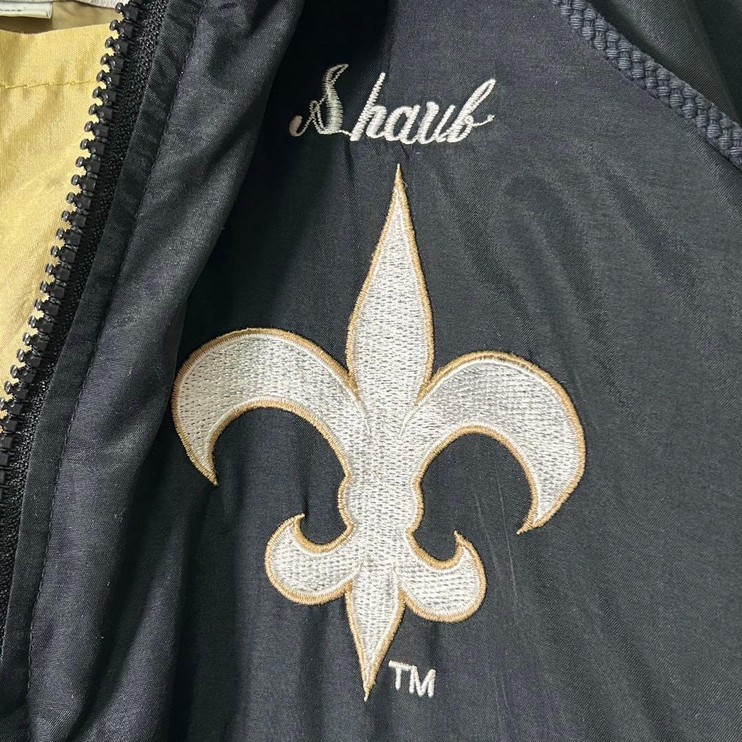90s NFL セインツ ナイロン アノラック パーカー 中綿 スタジャン 刺繍