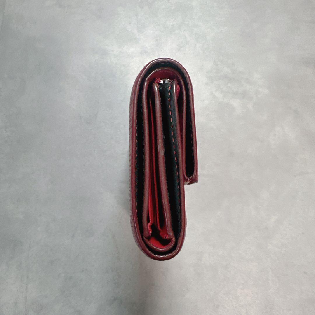 LOEWE ロエベ リネン アナグラム ３つ折り財布 レザー 赤 ウォレット