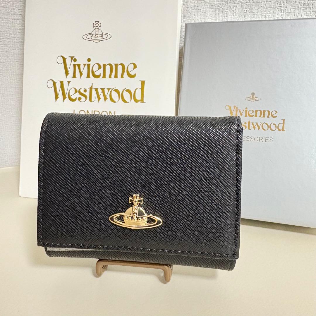 【新品未使用】Vivienne Westwood 財布　ブラック　三つ折り財布