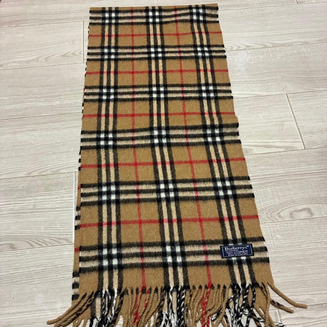 定番 バーバリー マフラー 英国製 カシミア100% ベージュ