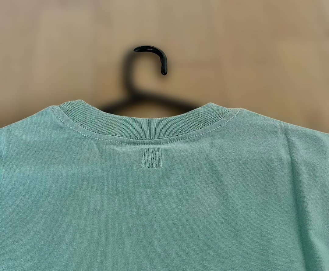 【【送料無料】【タグ付新品】AmiミントグリーンTシャツ ハート刺繍 男女兼用