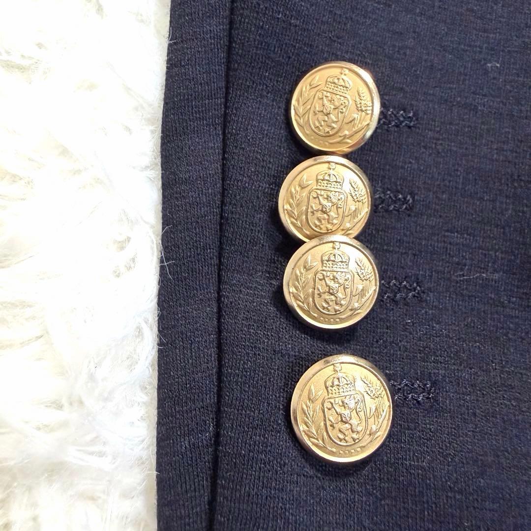 【美品】COMME CA MEN 紺ブレ 金ボタン 6B 背抜き ネイビー LL