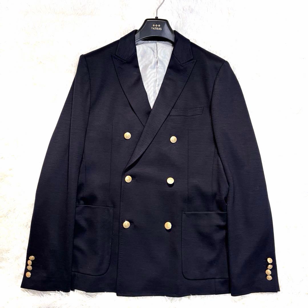 【美品】COMME CA MEN 紺ブレ 金ボタン 6B 背抜き ネイビー LL