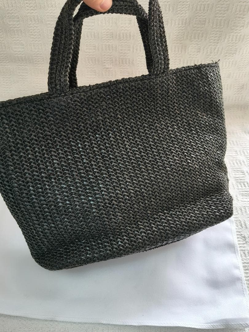 【人気】トートバッグ レディース 黒 エコバッグ 美品 かごバッグ