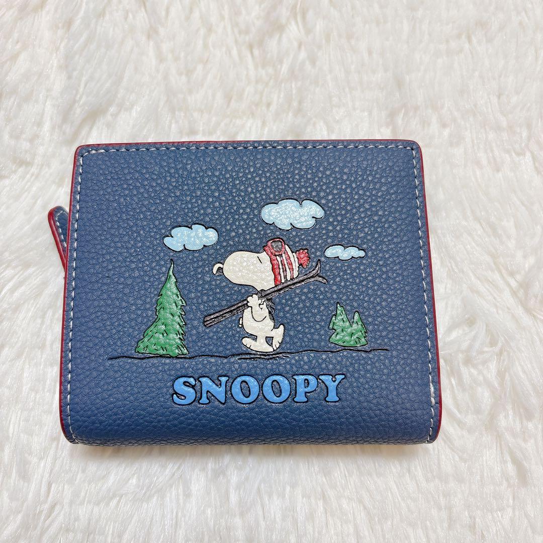 新品・付属品完備⭐️ コーチ スヌーピー 二つ折り財布 ピーナッツ コラボ 青