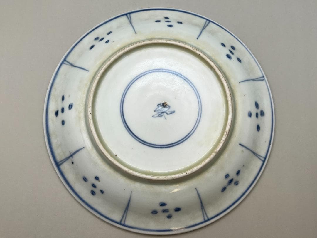 【海】古染付　清時代　雲龍文中皿　在銘　骨董品 時代品