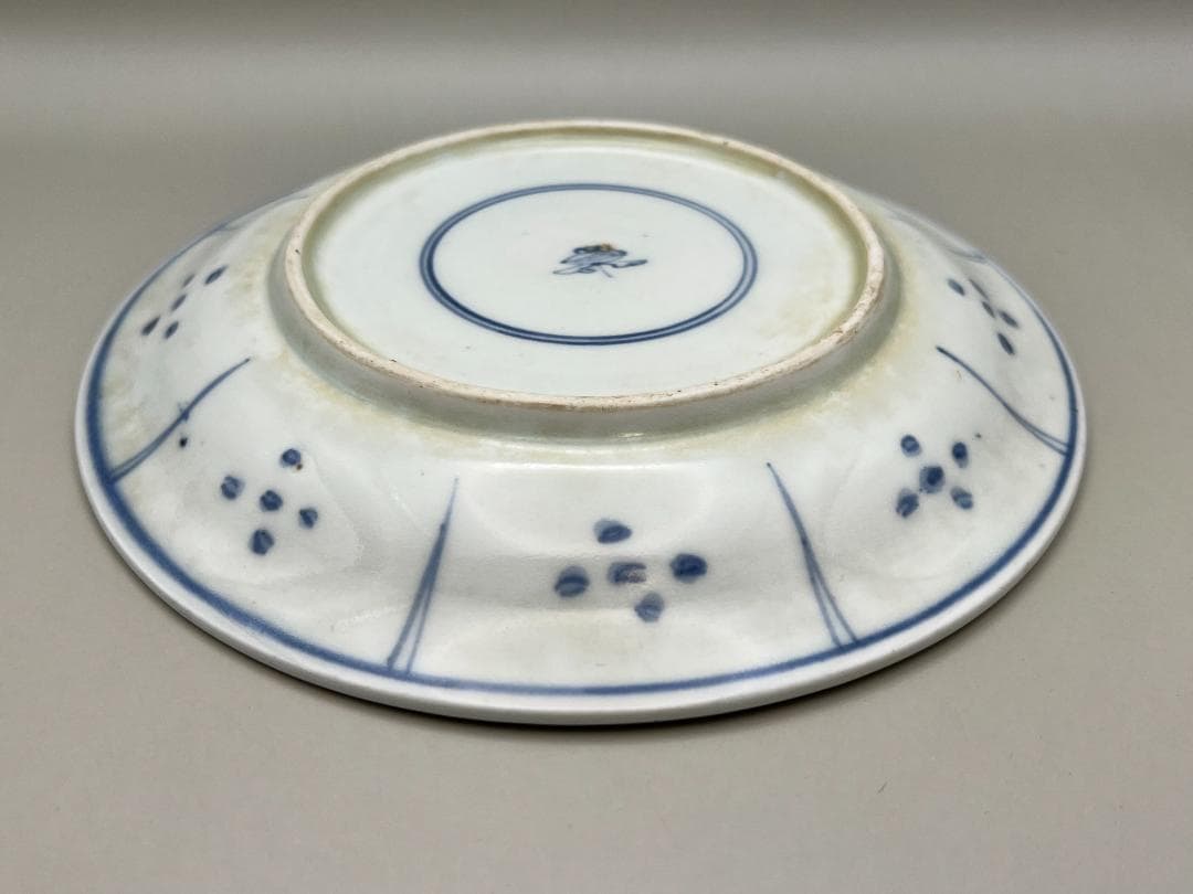 【海】古染付　清時代　雲龍文中皿　在銘　骨董品 時代品