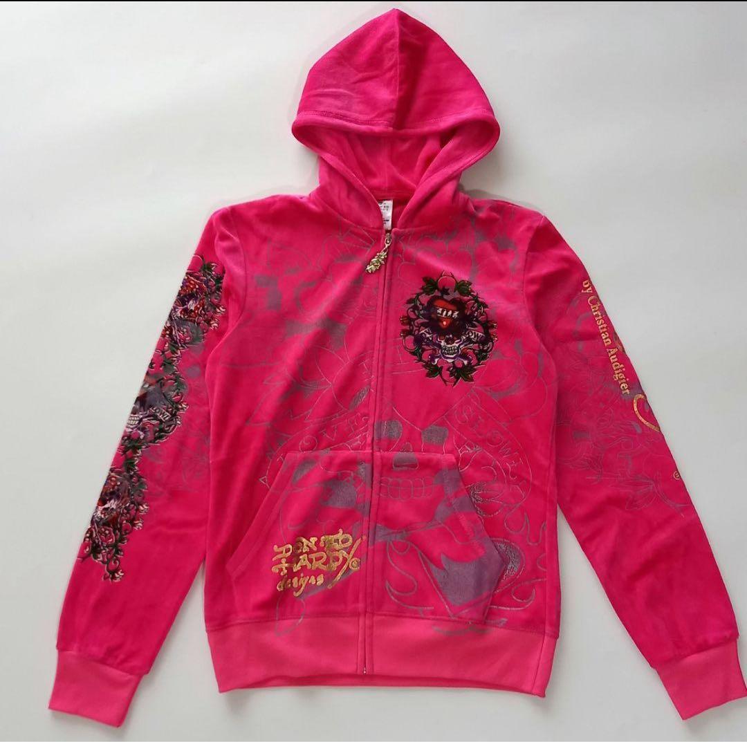 ed hardy　エドハーディ　ベロアパーカー　上下セット　セットアップ