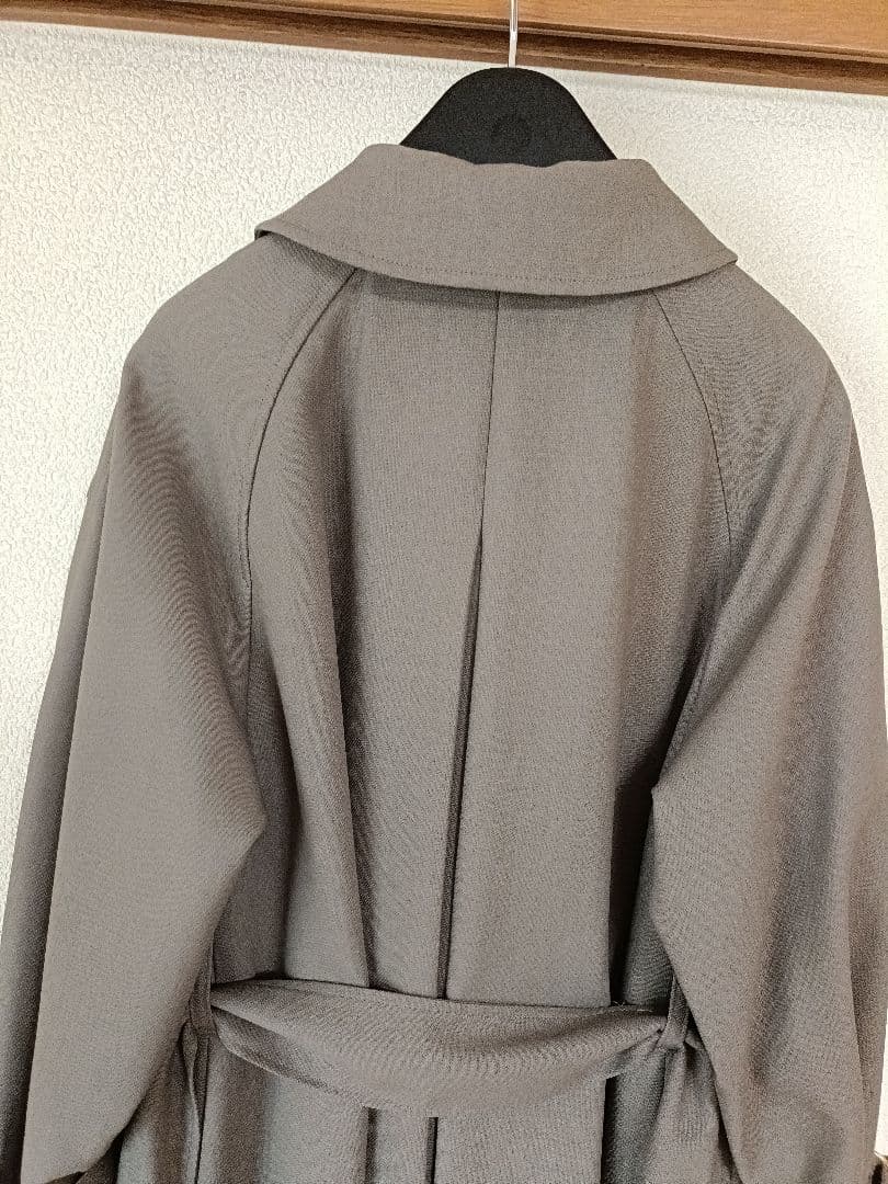 UNTITLED 春物ウールロングコート サイズ0 グレージュ ベルト付き 合物