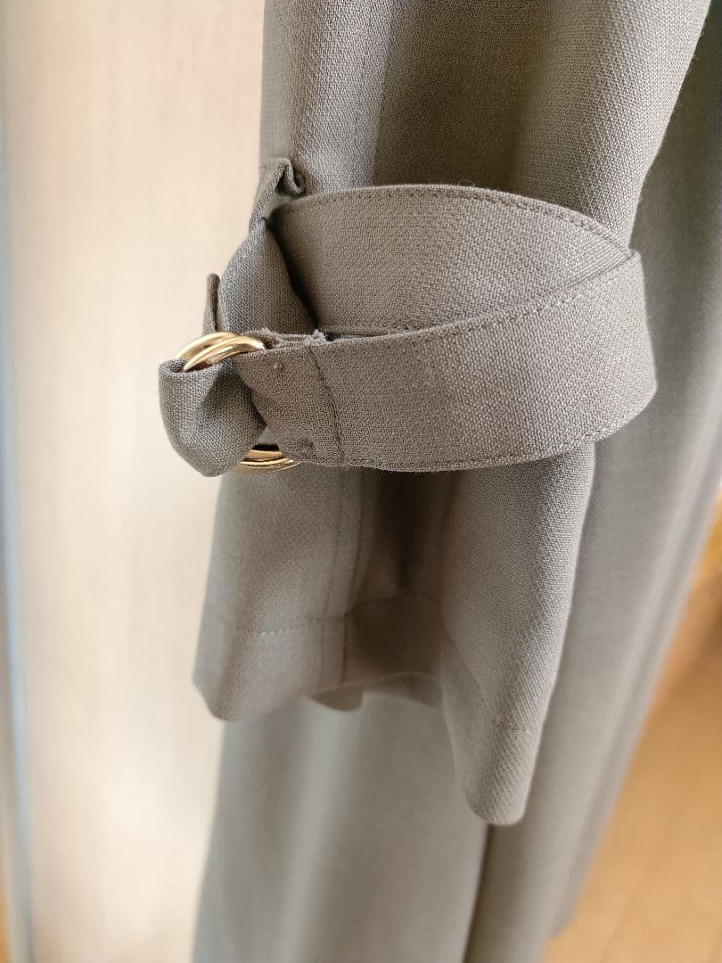 UNTITLED 春物ウールロングコート サイズ0 グレージュ ベルト付き 合物