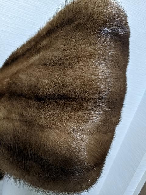 A495　デミバフミンク　毛皮　リアルファー　ショール　ストール　三連