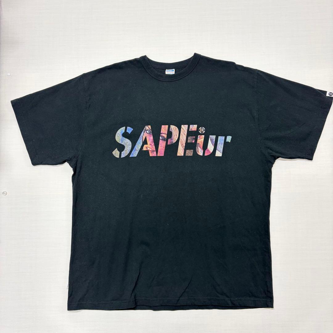 SAPEur サプール ロッドマン Tシャツ 背面5連ロゴ 黒