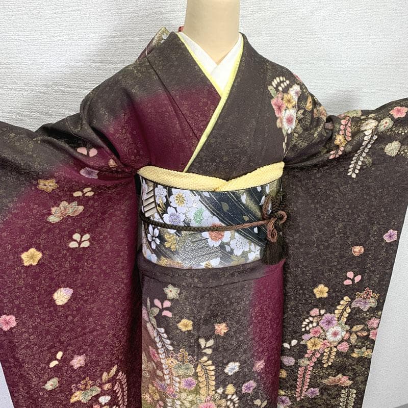 601z15〇翠山工房 徳永憲峯 振袖 金通し 地紋 辻が花絞り染〇美品 成人式
