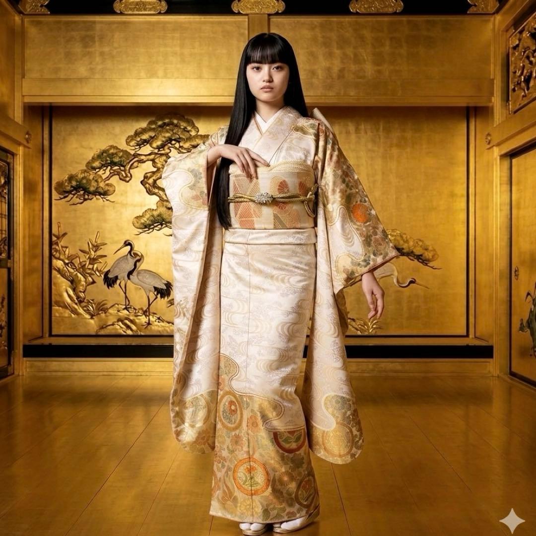 振袖フルセット　手描き友禅　手刺繍　金彩　成人式振袖　振袖　➕サイズ
