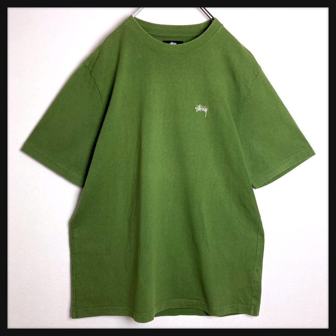 【定番デザイン】ステューシー ワンポイント刺繍ロゴTシャツ 人気カラー グリーン