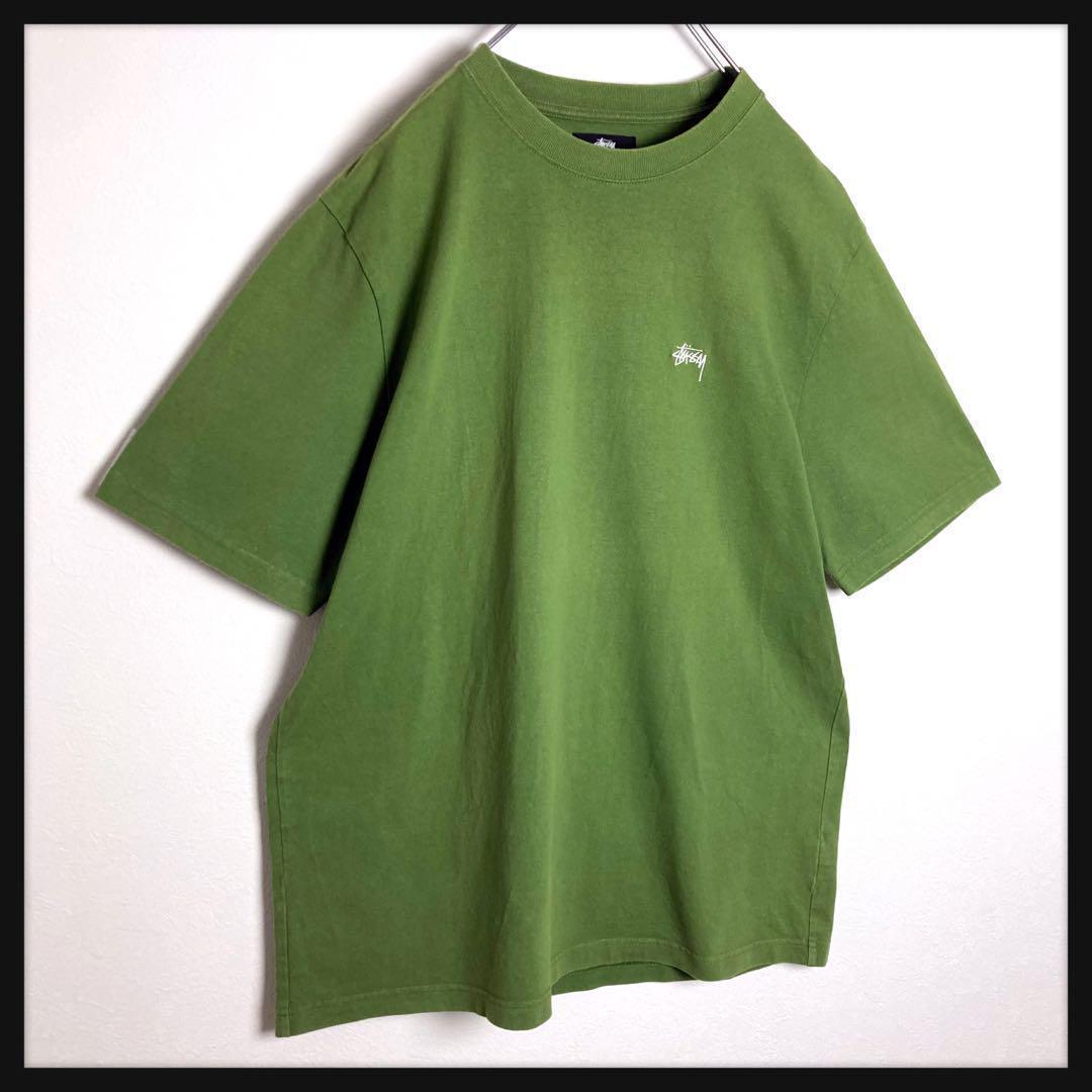【定番デザイン】ステューシー ワンポイント刺繍ロゴTシャツ 人気カラー グリーン