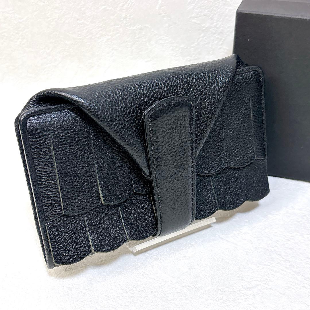 ヒロコハヤシ フランジャ　二つ折り財布　黒 美品 箱付