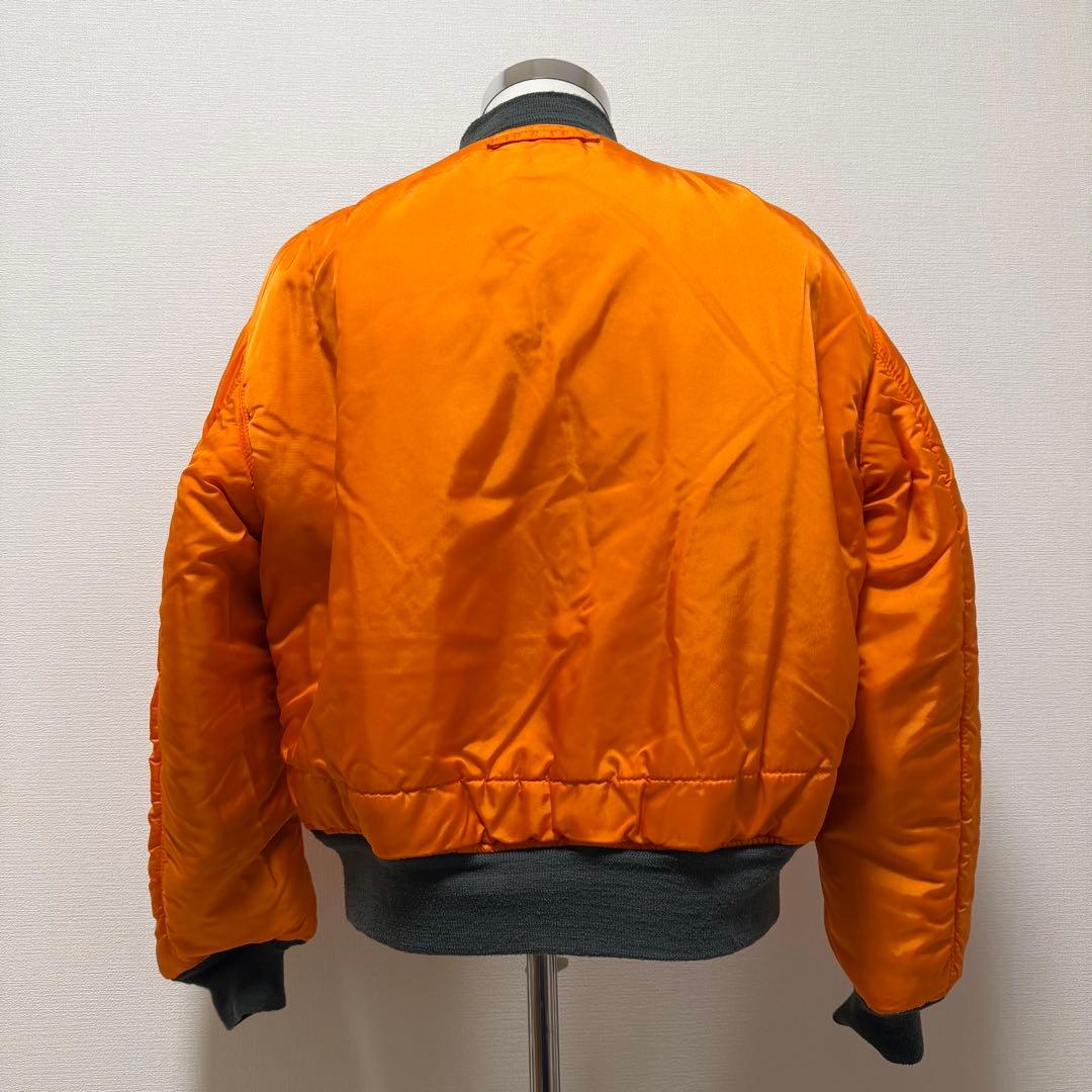 90s　アルファ　MA-1　USA製　セージグリーン　ロゴ　リバーシブル　XL