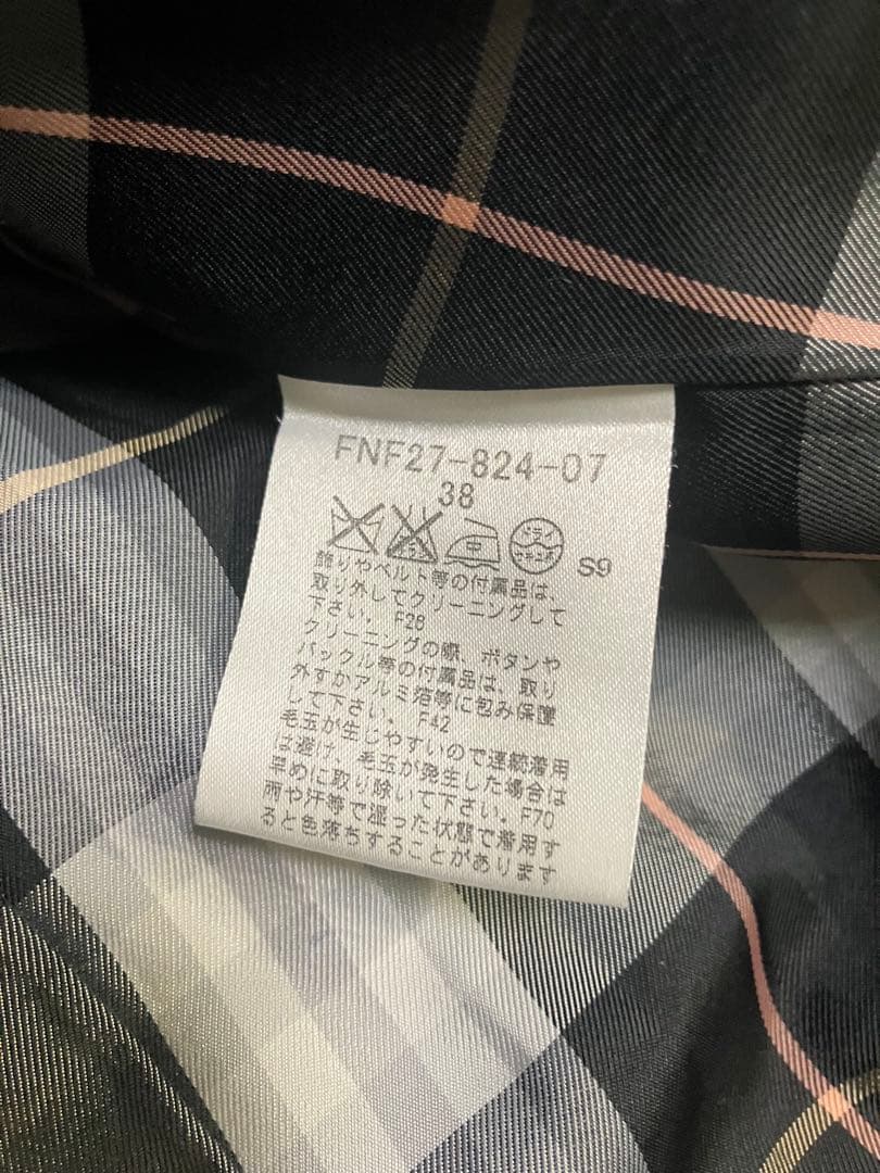 バーバリーブルーレーベル　アンゴラ混ウールトレンチコートノバチェックベルト付38