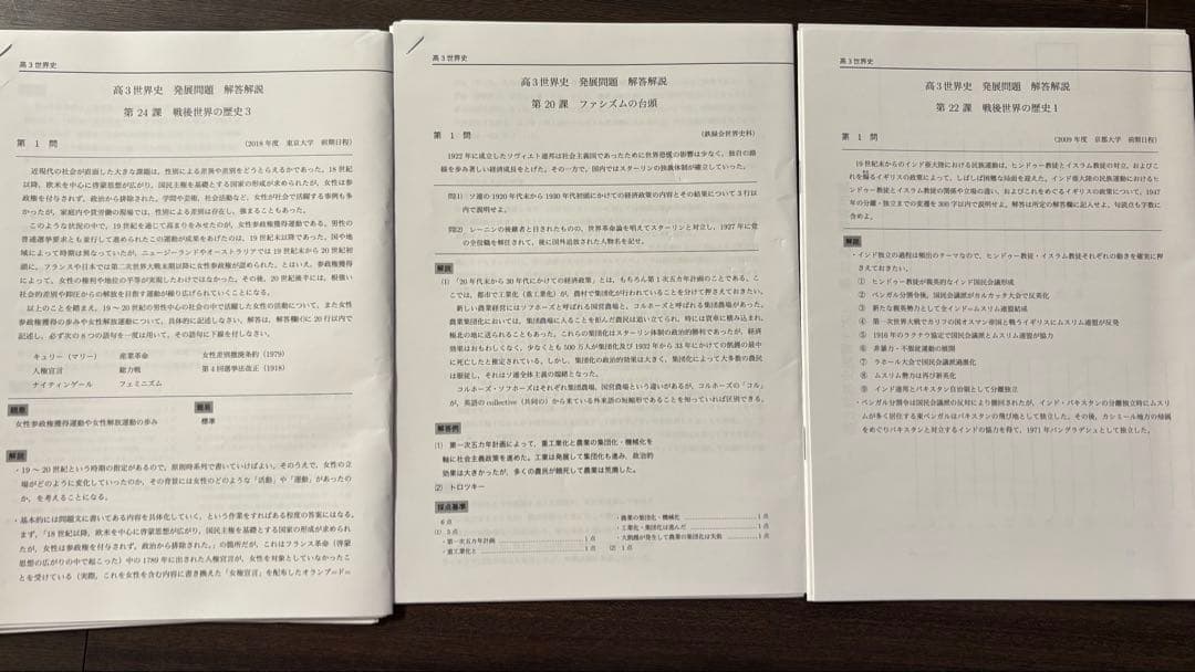 鉄緑会 高３ 世界史 問題集 授業内プリント 11回分