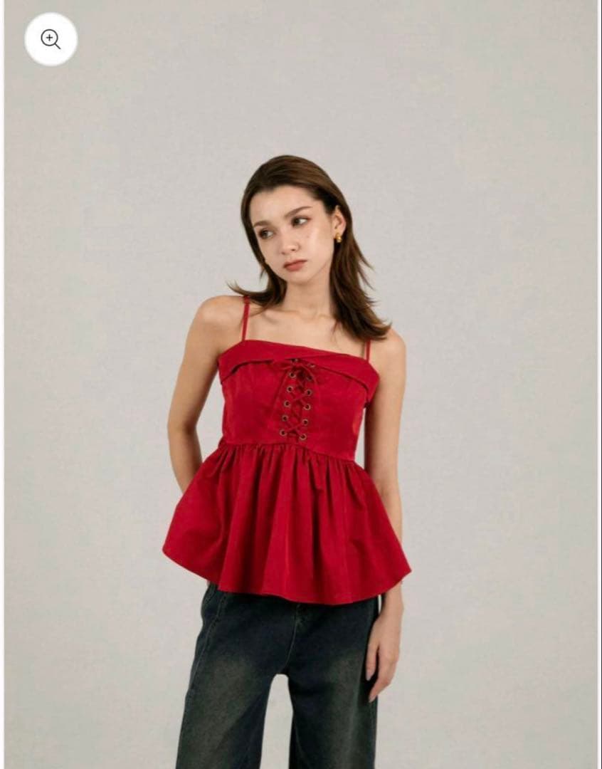 トップス lace up camisole