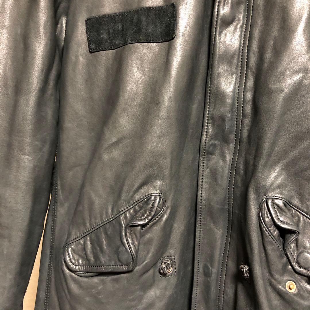 sisii シシ　レザー モッズコート ジャケット　黒