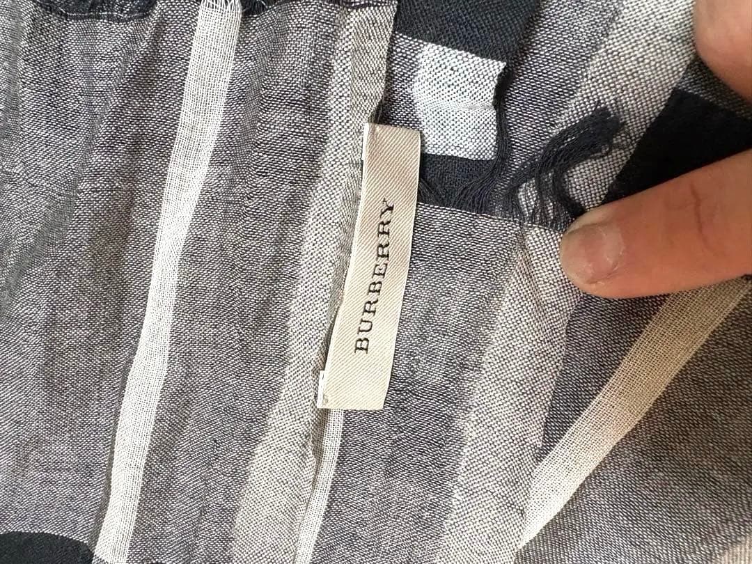 BURBERRY グレーチェックシルク&ウールストール