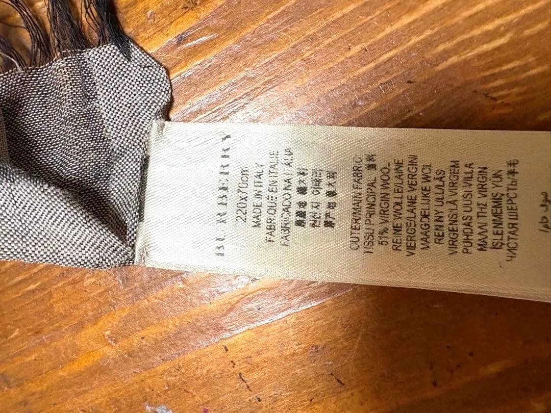BURBERRY グレーチェックシルク&ウールストール