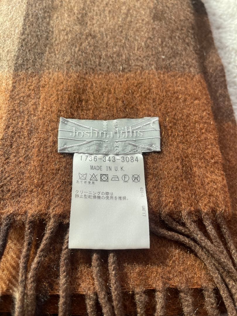 美品⭐︎ジョシュアエリス　カシミア　ブラウンチェックストール