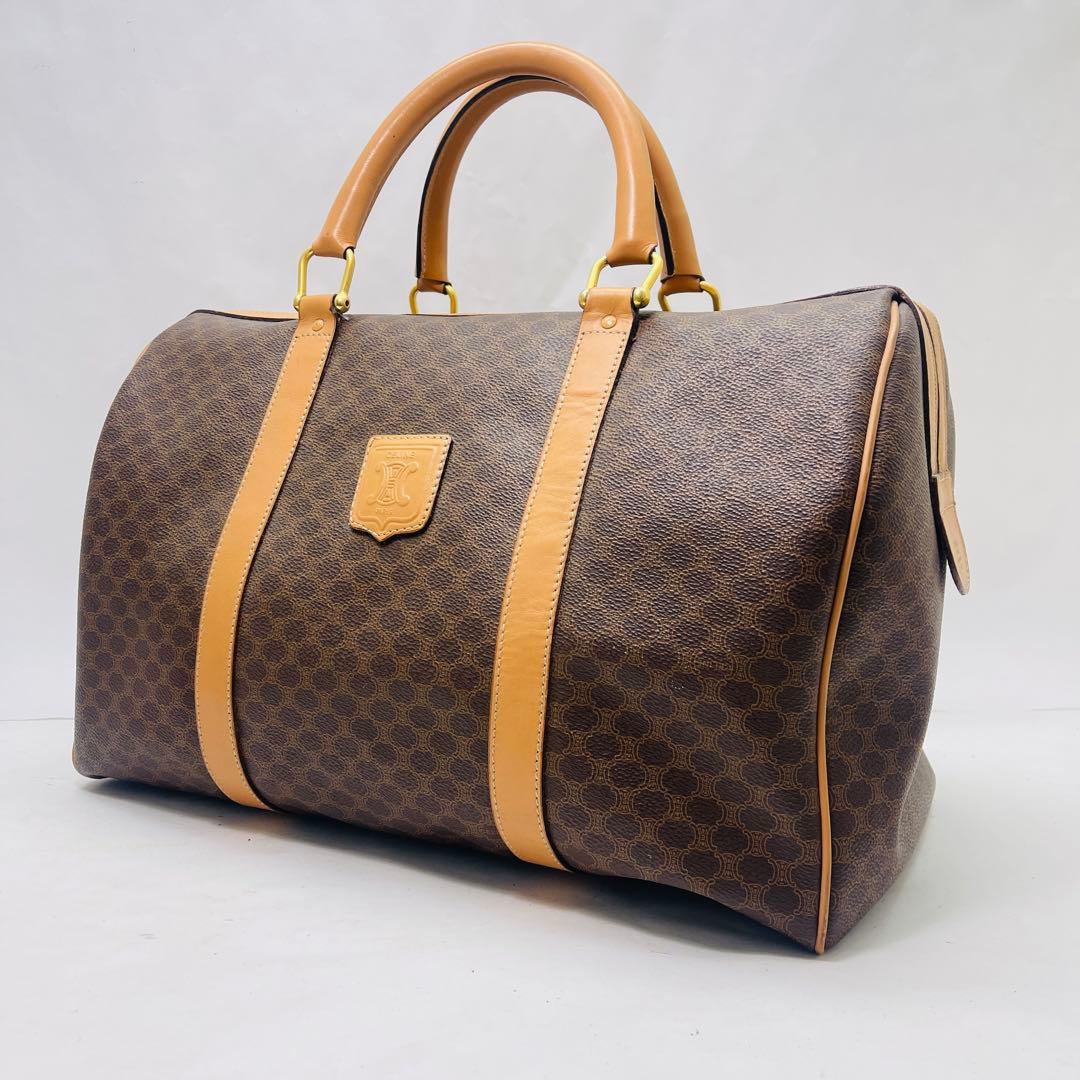 CELINE ボストンバッグ旅行バッグトラベル マカダムPVC/レザーブラウン