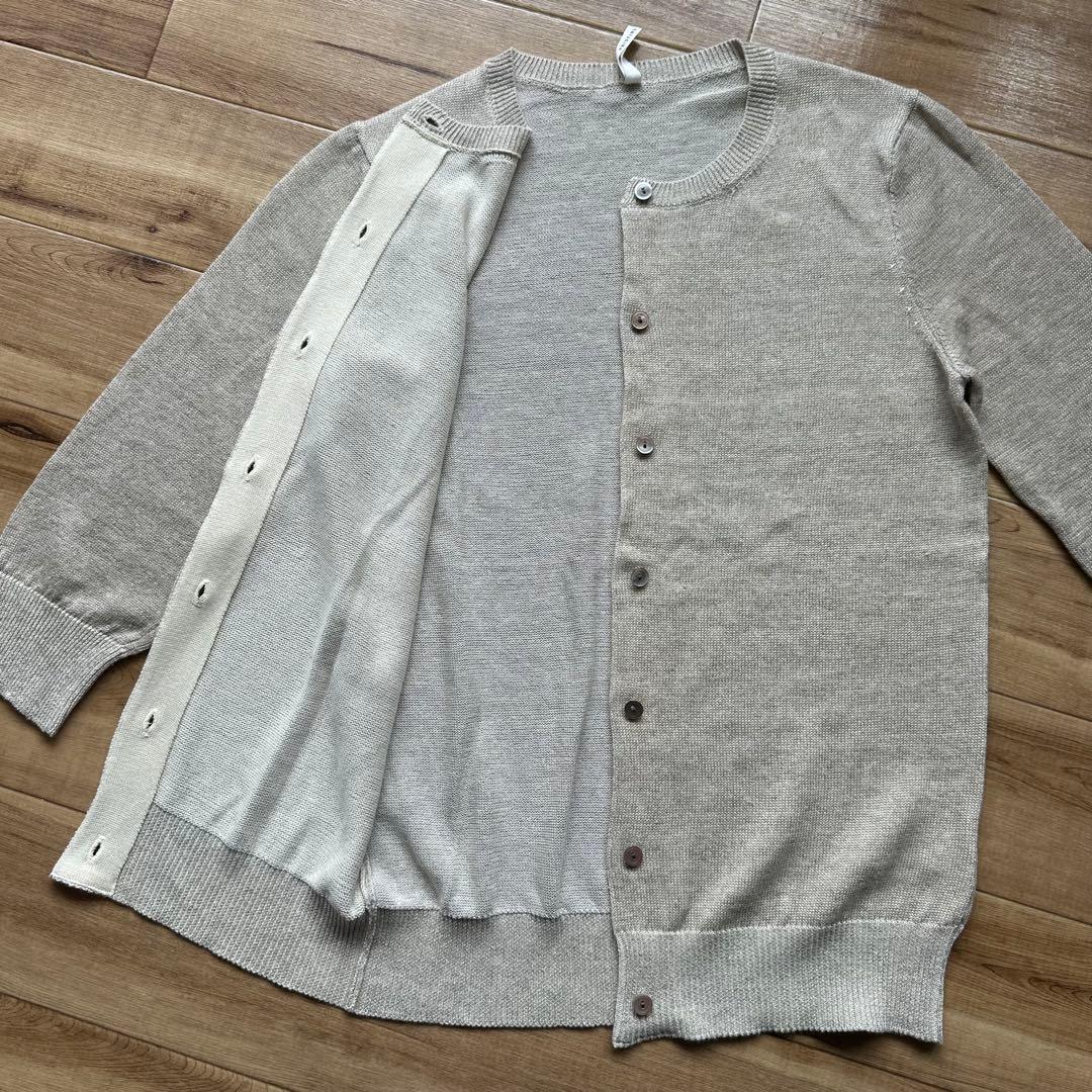 極美品✨PRISTINE　オーガニックコットンリネンカーディガン　七分袖　グレー