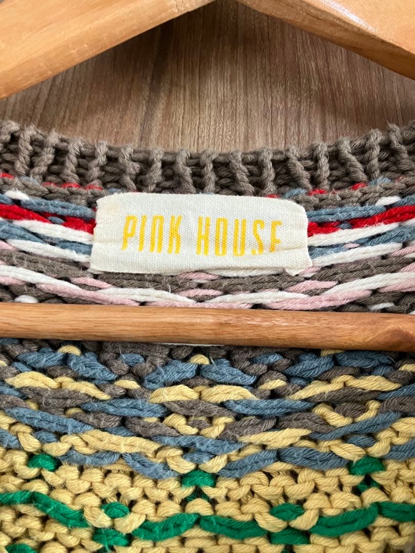 ね*ね様 ☆PINK HOUSE ヴィンテージ手編みニットカーディガン　イエロー