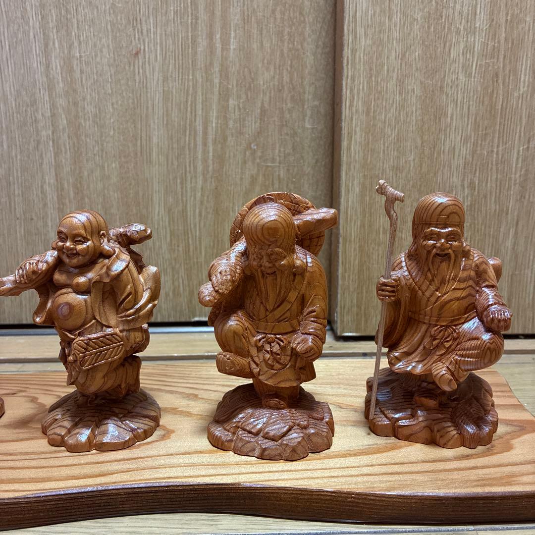 屋久杉　七福神 木製彫刻セット