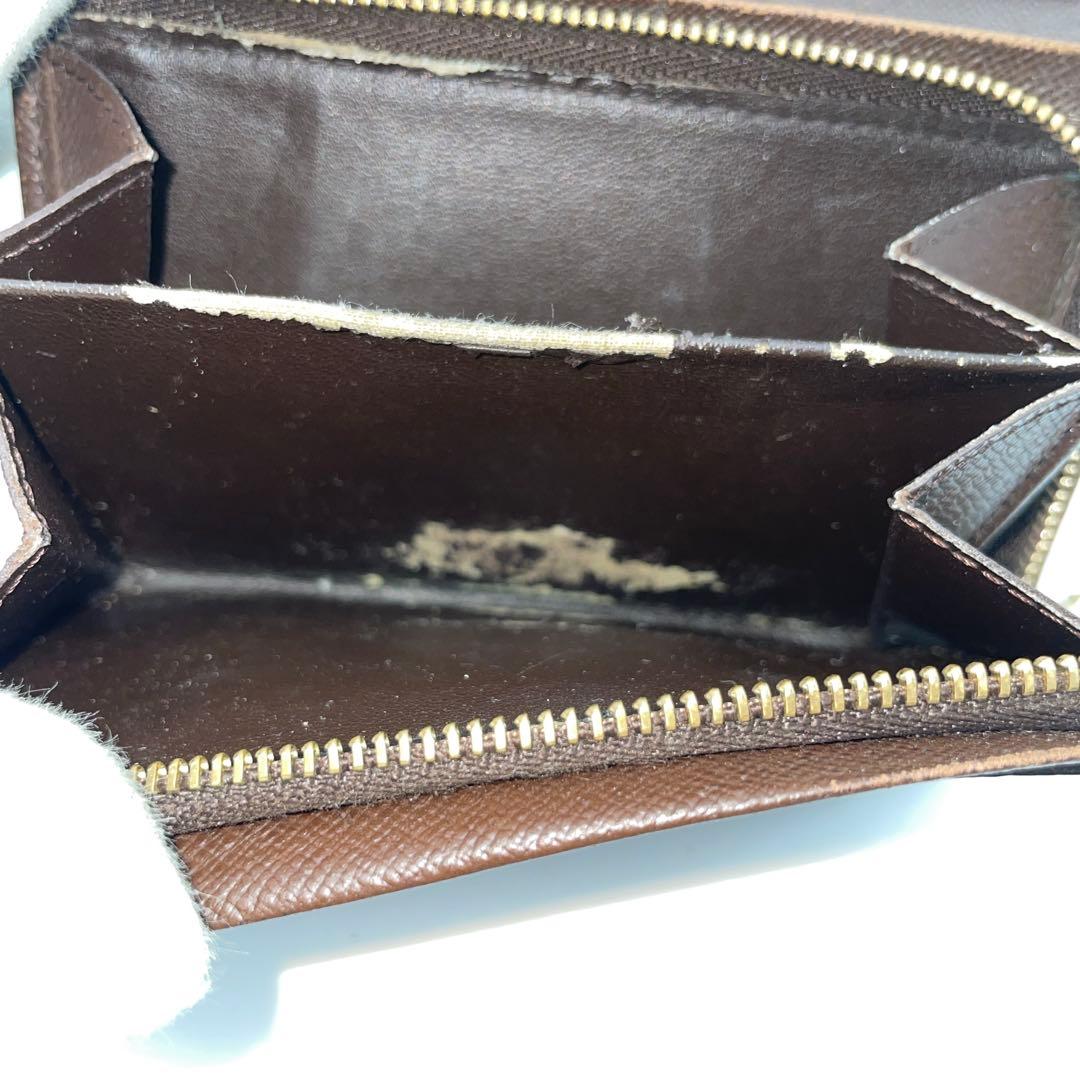 ルイヴィトン　折り財布　ブラウン　ダミエ　折り財布　ラウンドファスナー