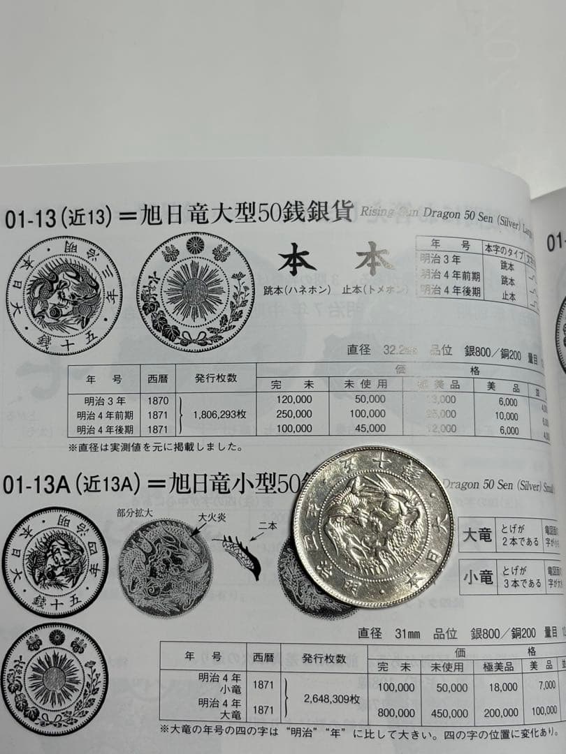 50銭銀貨、本物、古銭、貨幣