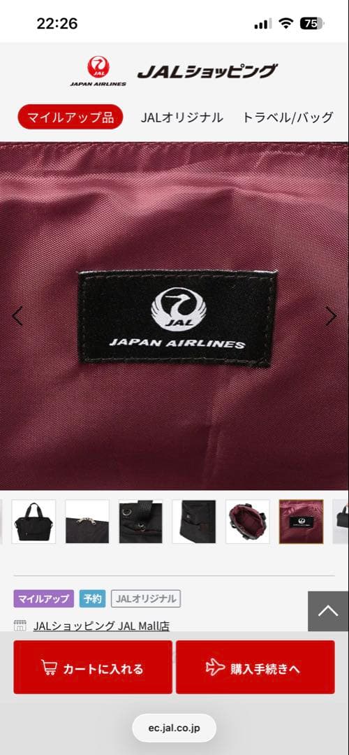 JALオリジナル ボストンバッグ ブラック
